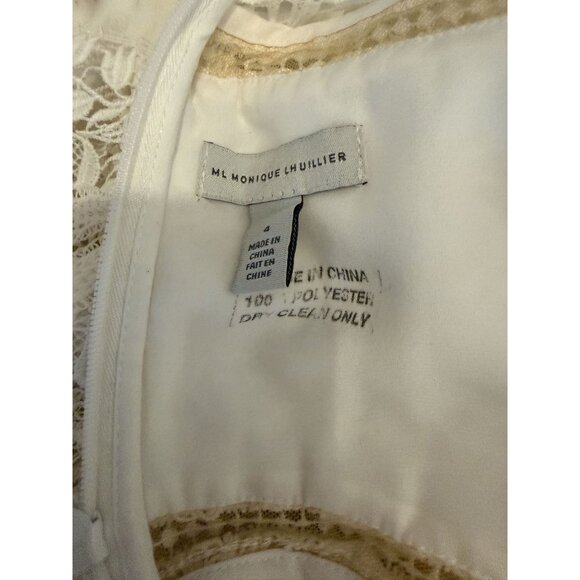 NWT ML Monique Lhuillier Ivory Lace Bridal Sample Ankle Length Dress Sz 4 [jb] - Picture 7 of 8